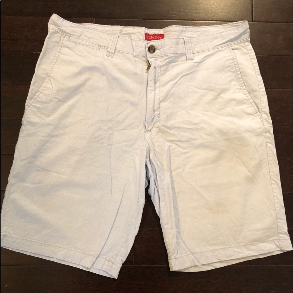 Merona blue/white striped shorts 36W flat front